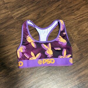 PSD Purple Sports Bra with Orange Bunny Design